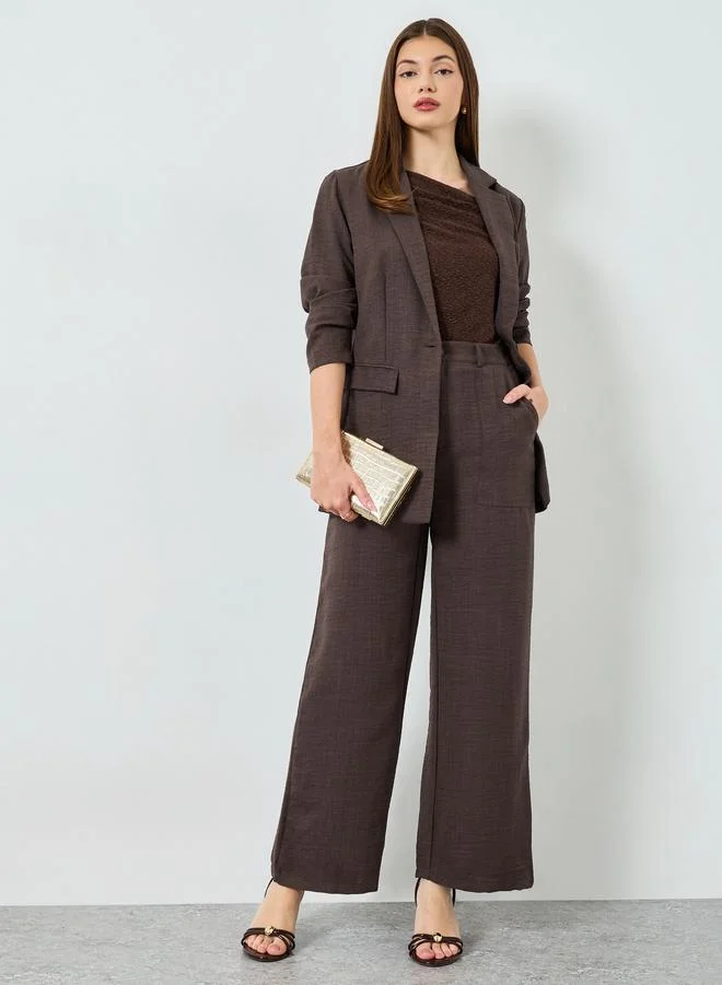 Brown Regular Fit Linen Look Blazer